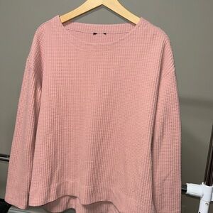 Pink Waffle Knit Women's Top